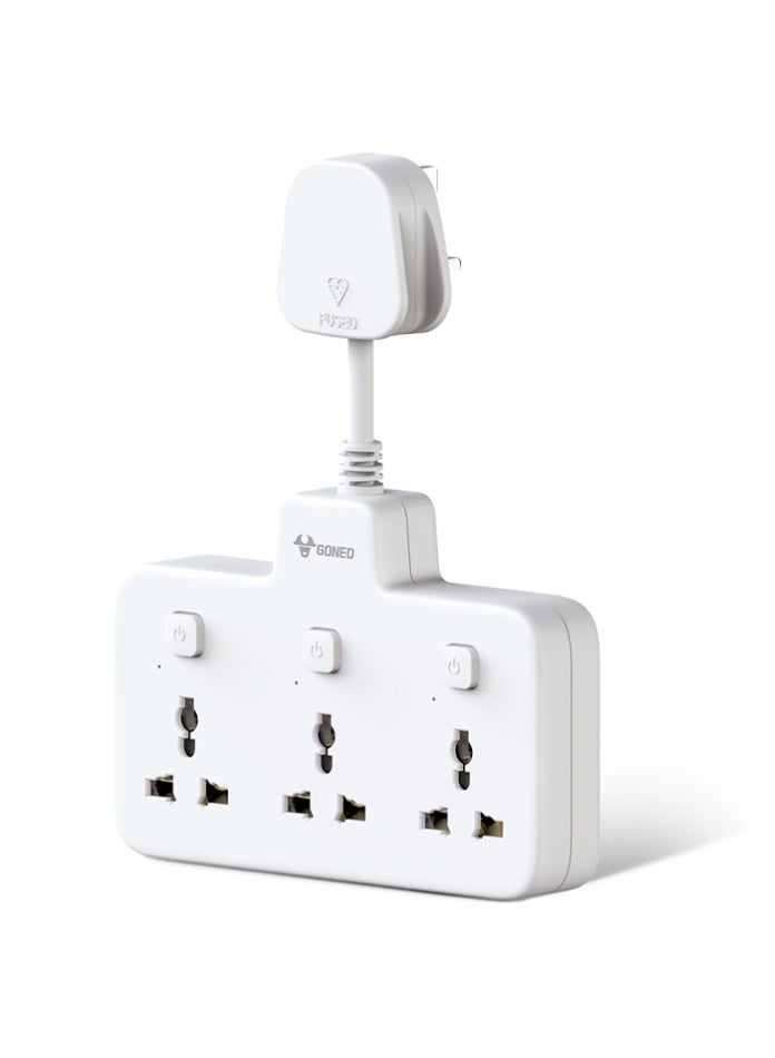 جونيو موزع طاقة جداري 3 في 1، مزود بثلاثة منافذ بمفاتيح فردية، مقبس طاقة متعدد الاستخدامات مع حماية من زيادة التيار للمنزل والمكتب - Image 3